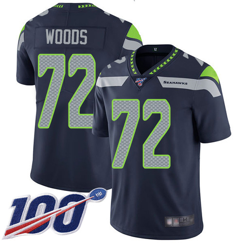 Seattle Seahawks Limited Navy Blue Men Al Woods Home Jersey NFL Football #72 100th Season Vapor Untouchable